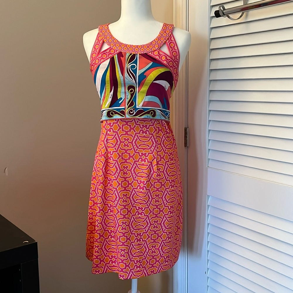 Gretchen Scott Designs Jersey Isosceles Dress Piazza Geometric Print Medium